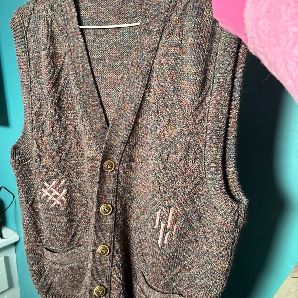 Vintage Elegant Brown Knit Vest